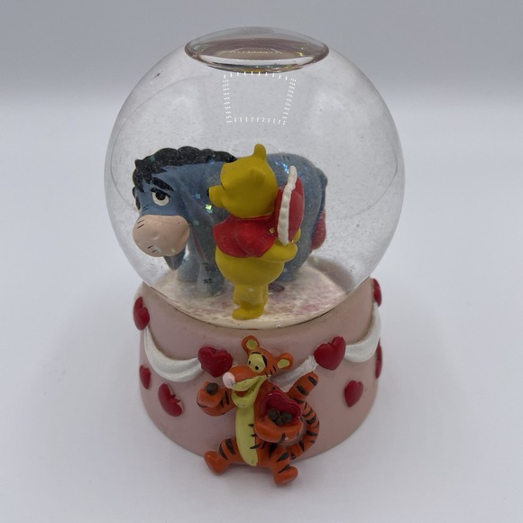 VTG Winnie the Pooh Eeyore Mini Snow Globe Hearts Love Valentine Tigger - Picture 5 of 7